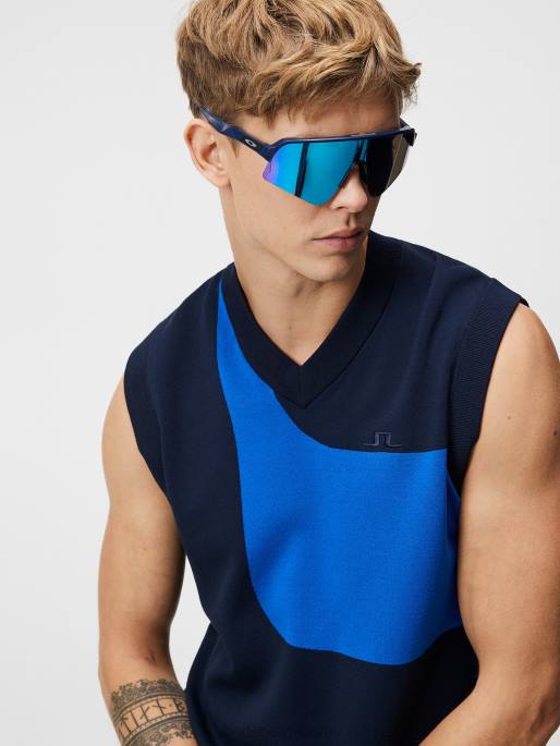 J.Lindeberg davis-neulottu liivi miehet laivasto 4VD0592 vaatetus