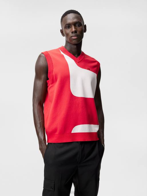 J.Lindeberg davis-neulottu liivi miehet tulenpunainen 4VD0593 vaatetus