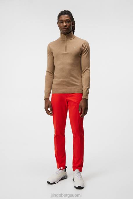 J.Lindeberg kian vetoketjullinen villapaita miehet tiikeriruskea 4VD0656 vaatetus