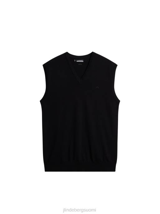 J.Lindeberg liam neulottu liivi miehet musta 4VD0544 vaatetus