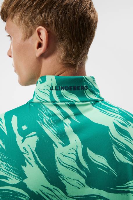 J.Lindeberg luke print puoli vetoketjullinen välikerros miehet vihreä laakso 4VD0527 vaatetus