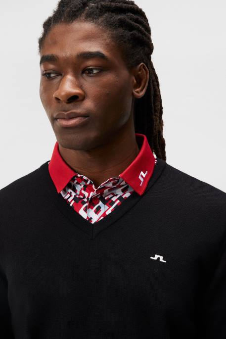 J.Lindeberg lymann neulottu pusero miehet musta 4VD0557 vaatetus