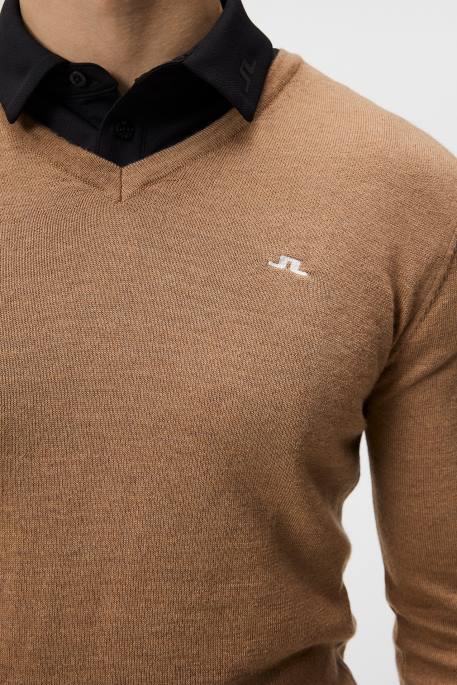 J.Lindeberg lymann neulottu pusero miehet tiikeriruskea 4VD0652 vaatetus