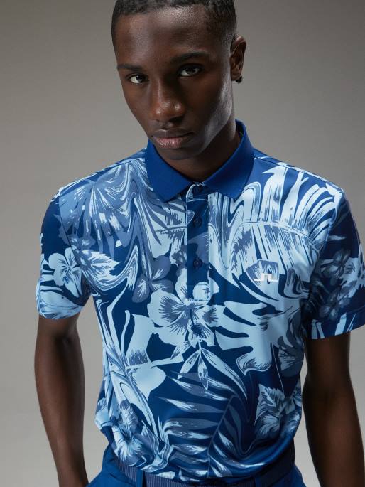 J.Lindeberg Martin print poolo miehet hibiscus sininen 4VD0338 vaatetus