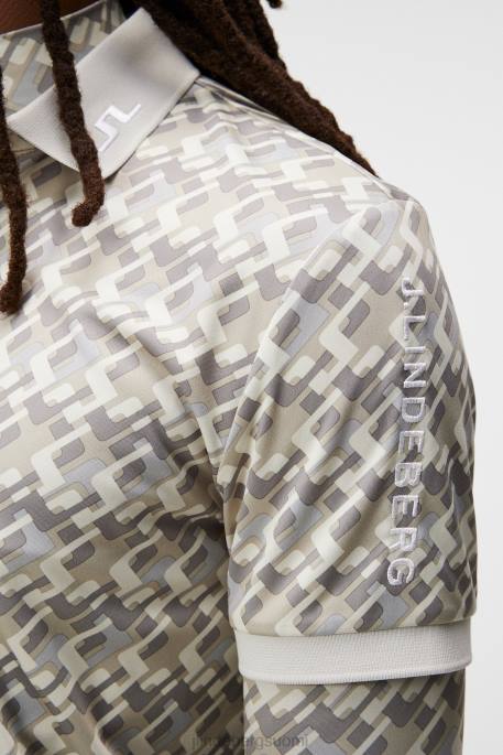 J.Lindeberg Tour tech print poolo miehet harmaa mikrosilta 4VD022 vaatetus