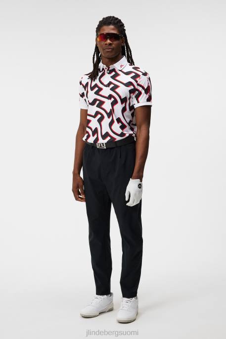 J.Lindeberg Tour tech print poolo miehet silta-aalto valkoinen 4VD017 vaatetus