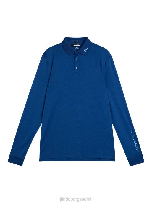 J.Lindeberg tour tech pitkähihainen poolo miehet kartano sininen melange 4VD0105 vaatetus