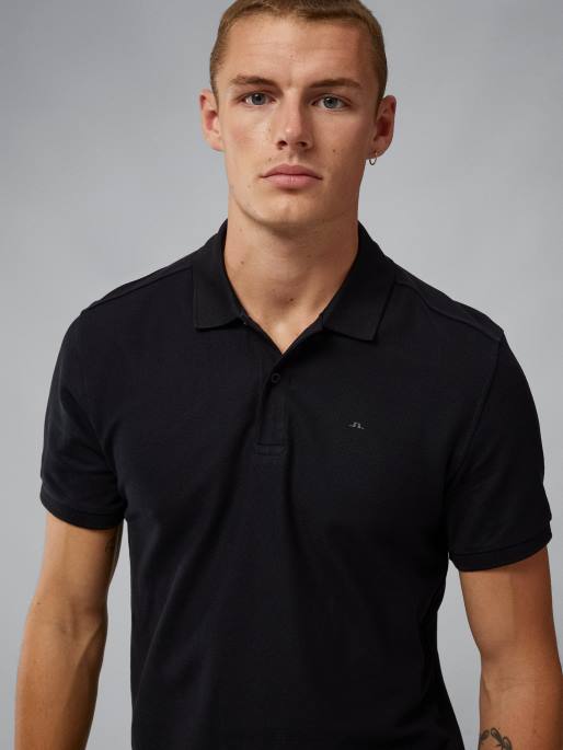 J.Lindeberg troy pique polo miehet musta 4VD0343 vaatetus