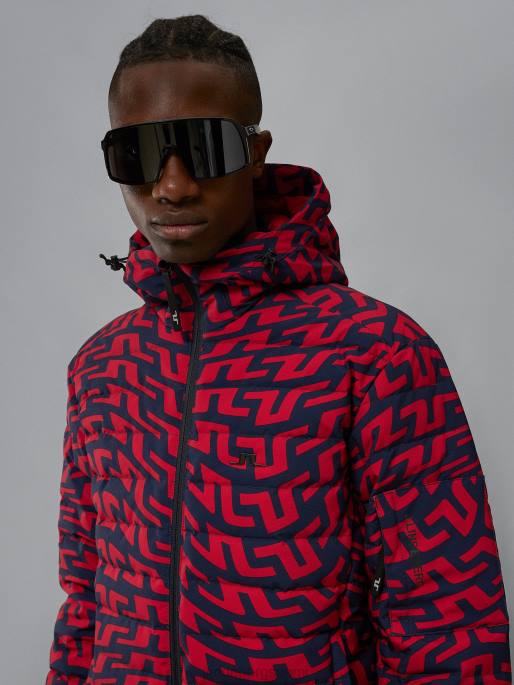 J.Lindeberg Thermic Pro print untuvatakki miehet siltapyörre punainen 4VD01283 vaatetus