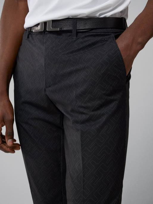 J.Lindeberg ellott print housut miehet musta silta monogrammi 4VD02194 vaatetus