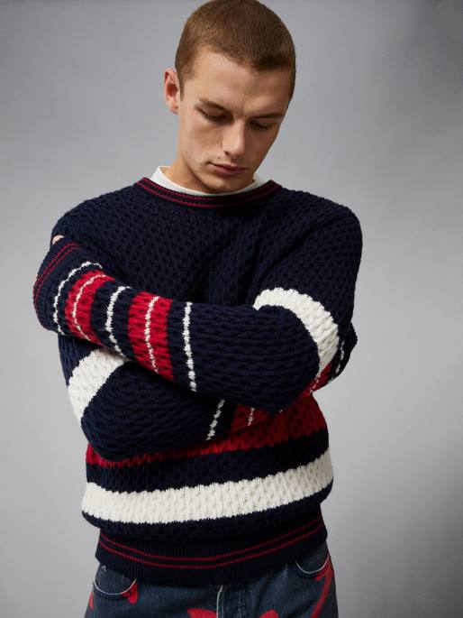 J.Lindeberg Orion-värinen neulepusero miehet laivasto 4VD02301 vaatetus