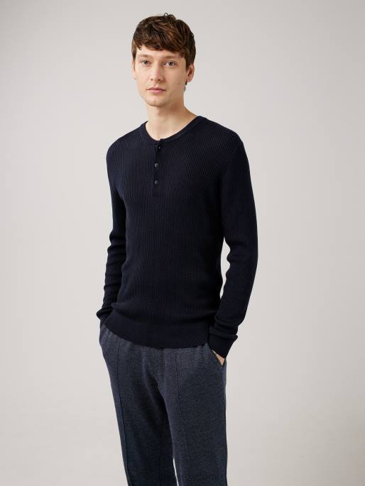 J.Lindeberg hawk rib neulottu henley miehet laivasto 4VD02357 vaatetus