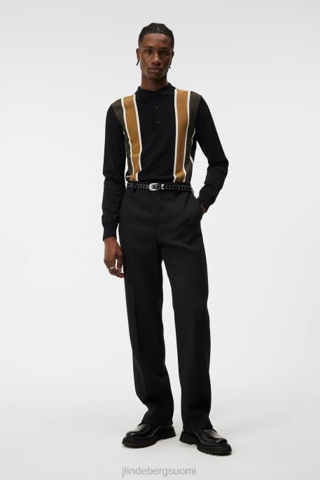 J.Lindeberg heden raidallinen neulottu poolo miehet musta 4VD01017 vaatetus