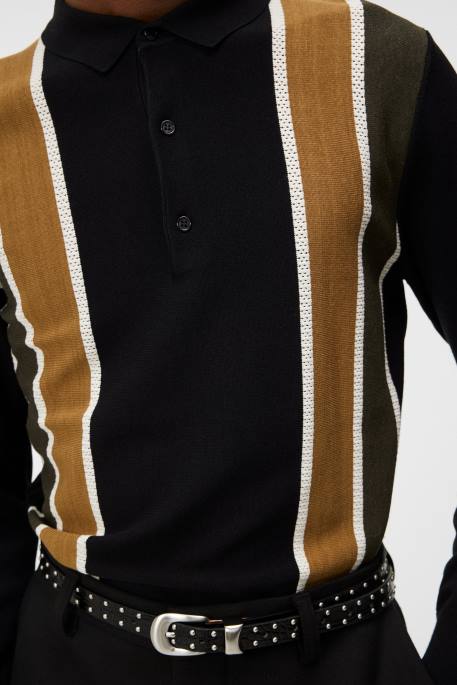 J.Lindeberg heden raidallinen neulottu poolo miehet musta 4VD01017 vaatetus