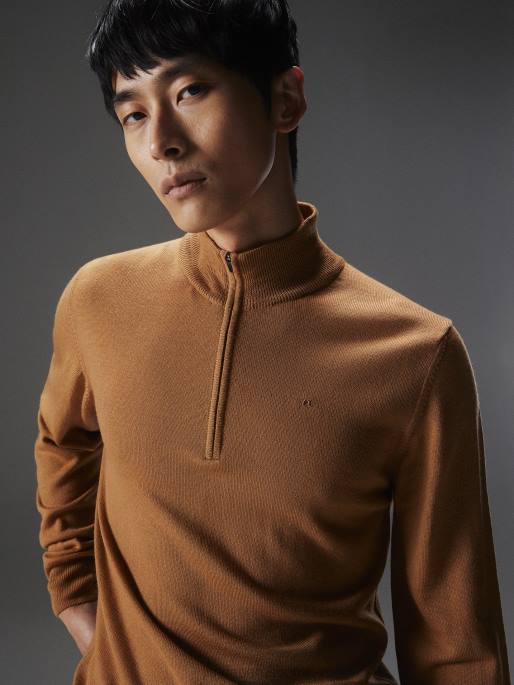 J.Lindeberg kiyan neljännesvetoketjullinen villapaita miehet maaorava 4VD02273 vaatetus