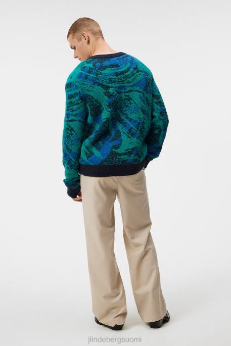 J.Lindeberg pukki jacquard v-pääntie neule miehet laivaston laakso 4VD0995 vaatetus