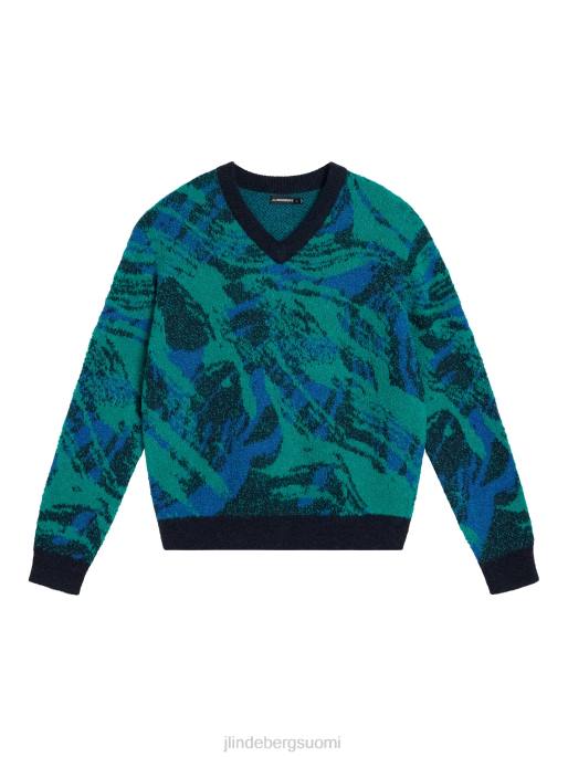 J.Lindeberg pukki jacquard v-pääntie neule miehet laivaston laakso 4VD0995 vaatetus