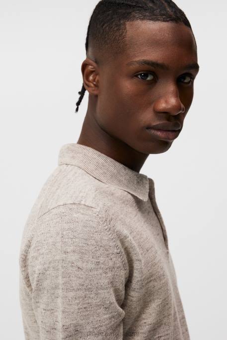 J.Lindeberg ridge pellavasekoitus poolo miehet safari beige 4VD01028 vaatetus