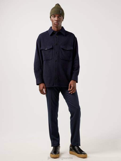 J.Lindeberg tasainen villainen löysä päällyspaita miehet laivasto 4VD02500 vaatetus