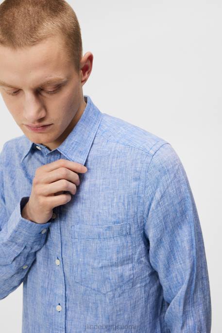 J.Lindeberg pellavamelange pitkähihainen ohut paita miehet lapiksen sininen 4VD01180 vaatetus