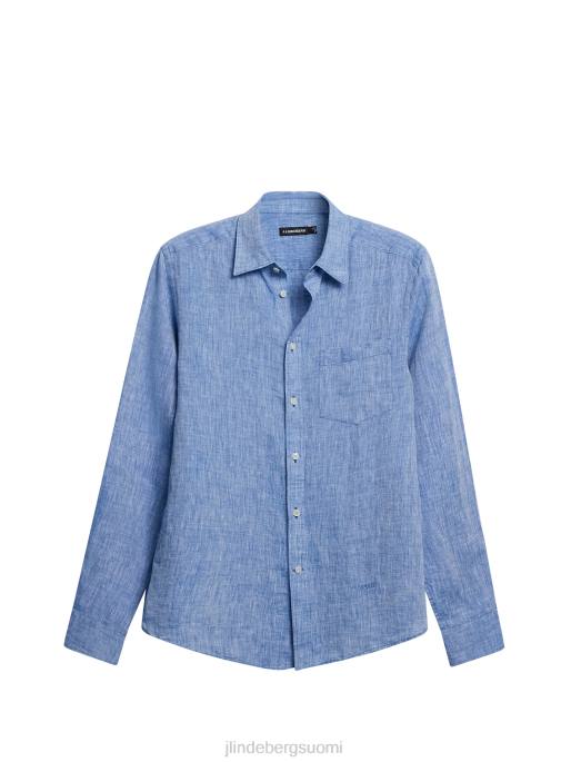 J.Lindeberg pellavamelange pitkähihainen ohut paita miehet lapiksen sininen 4VD01180 vaatetus