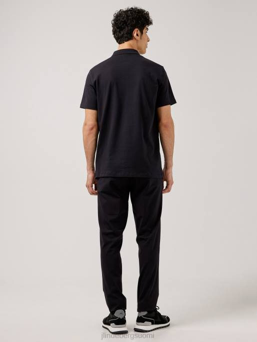 J.Lindeberg strike rib jersey poolo miehet musta 4VD02109 vaatetus