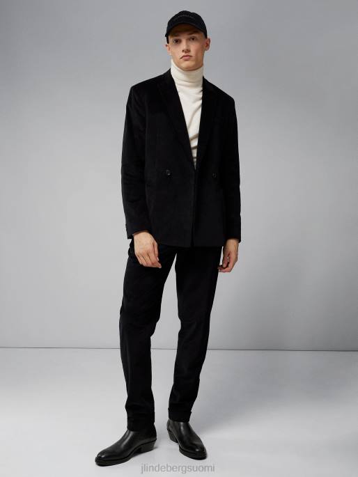 J.Lindeberg gordon vakosametti laskostetut housut miehet musta 4VD02555 vaatetus
