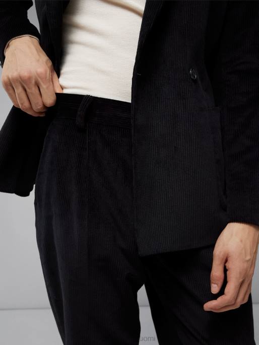 J.Lindeberg gordon vakosametti laskostetut housut miehet musta 4VD02555 vaatetus