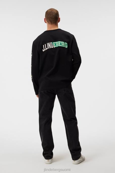 J.Lindeberg Camilo pitkähihainen graafinen t-paita miehet musta 4VD0966 vaatetus