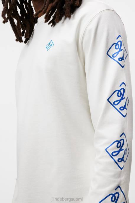 J.Lindeberg Camilo pitkähihainen graafinen t-paita miehet pilvi valkoinen 4VD0967 vaatetus