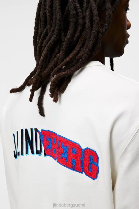 J.Lindeberg Camilo pitkähihainen graafinen t-paita miehet pilvi valkoinen 4VD0967 vaatetus