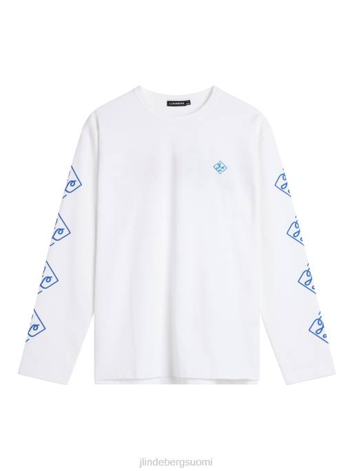 J.Lindeberg Camilo pitkähihainen graafinen t-paita miehet pilvi valkoinen 4VD0967 vaatetus