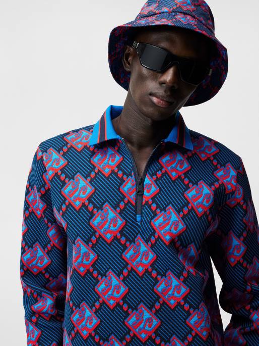 J.Lindeberg rami jacquard poolo miehet lapiksen sininen 4VD0958 vaatetus