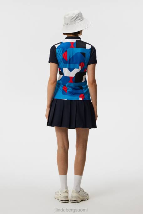 J.Lindeberg antonia print poolo naiset loistava sininen iso silta 4VD01537 vaatetus