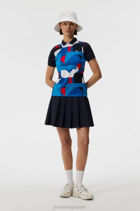 J.Lindeberg antonia print poolo naiset loistava sininen iso silta 4VD01537 vaatetus