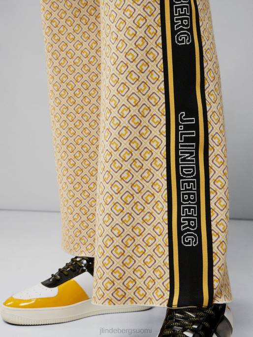 J.Lindeberg wanda neulotut housut naiset valkoinen monogrammi tarkistus 4VD02787 vaatetus