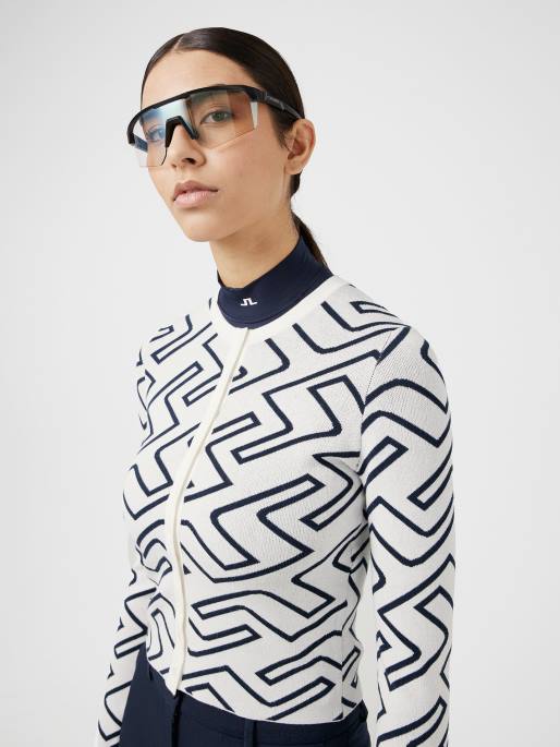 J.Lindeberg odessa golfneuletakki naiset laivastosillan monogrammi 4VD02832 vaatetus