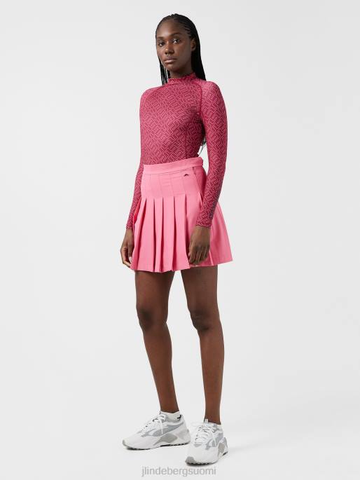 J.Lindeberg printtipakkaustopina naiset kuuma pinkki siltamonogrammi 4VD02629 vaatetus